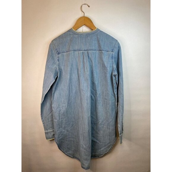 Free People x Sandrine Rose Mandarin Collar Denim Tunic Shirt Size Medium EUC - Picture 5 of 9